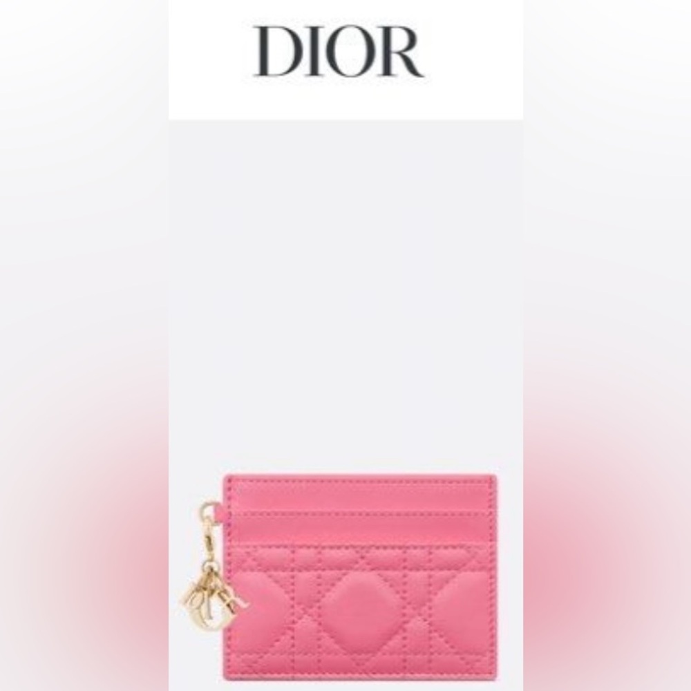 CHRISTIAN DIOR Lambskin Cannage Lady Dior Card Holder